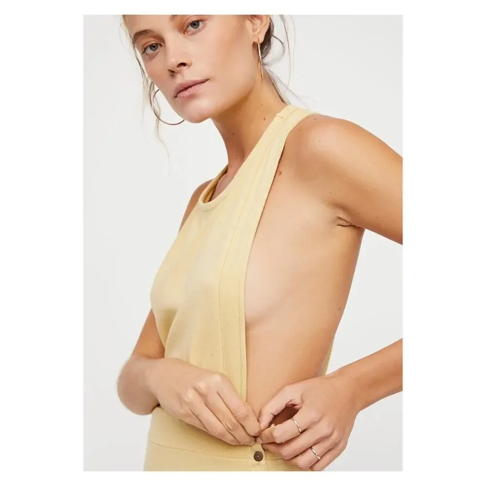 Free People Beach Light Yellow Sunrise Pinafore Jumper Sz.XS NWT